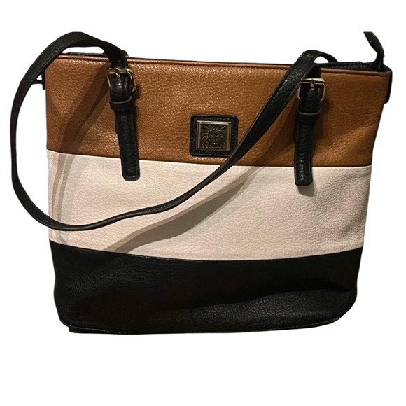 Anne Klein Brown, White, and Black Shoulder Bag - Picture 1 of 8